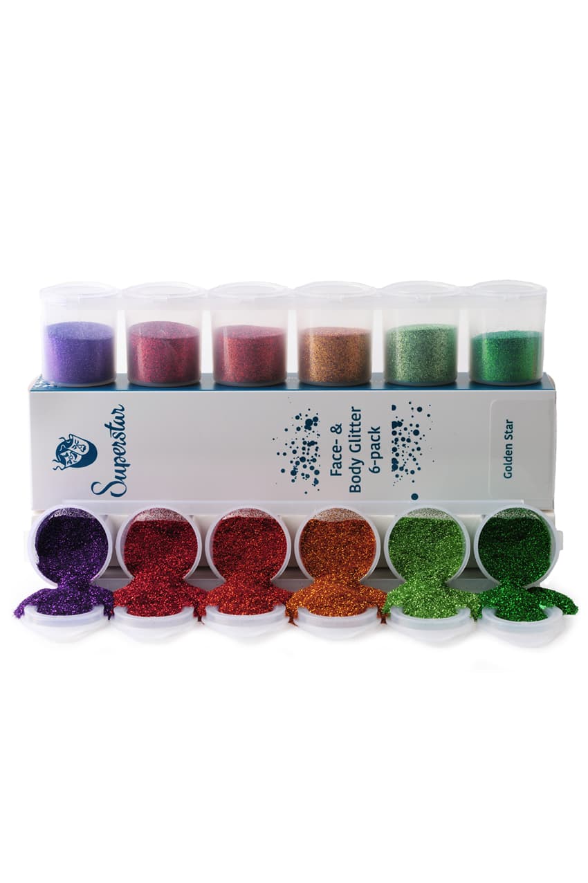 Face- & body Glitter 6-pack Golden Star Face- & body Glitter 6-pack Golden Star